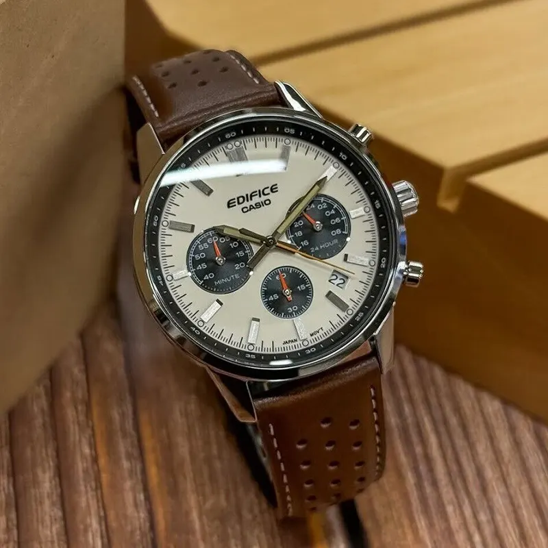 Casio Edifice Chronograph Cream Dial Men's Watch- EFR-575L-7A